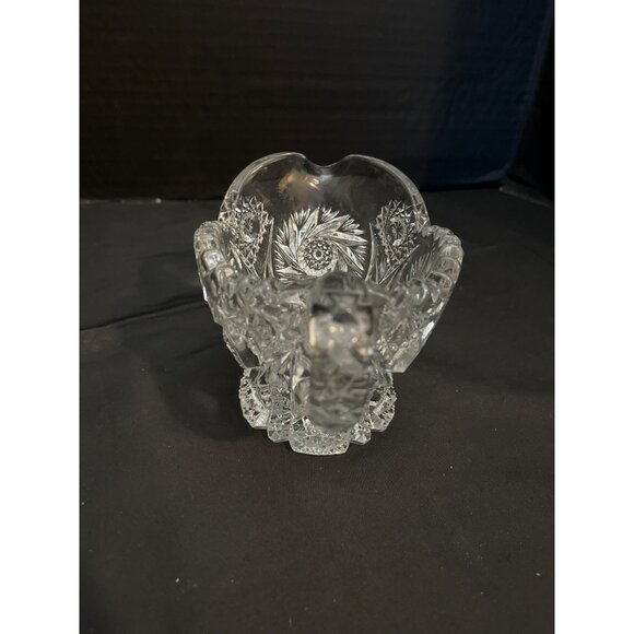 American Brilliant Period Cut Crystal Creamer  Pitcher Pinwheel Design Deep Cuts - Picture 6 of 7